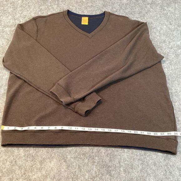 Tailor Vintage Sweater Mens XXL  Brown Blue Pullover Reversible V-Neck Cotton - Picture 5 of 9